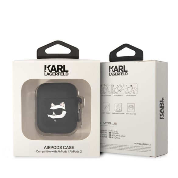 Apple Airpods 1/2 KARL LAGERFELD KLA2RUNCHK Liquid Silicon Tartó - Fekete