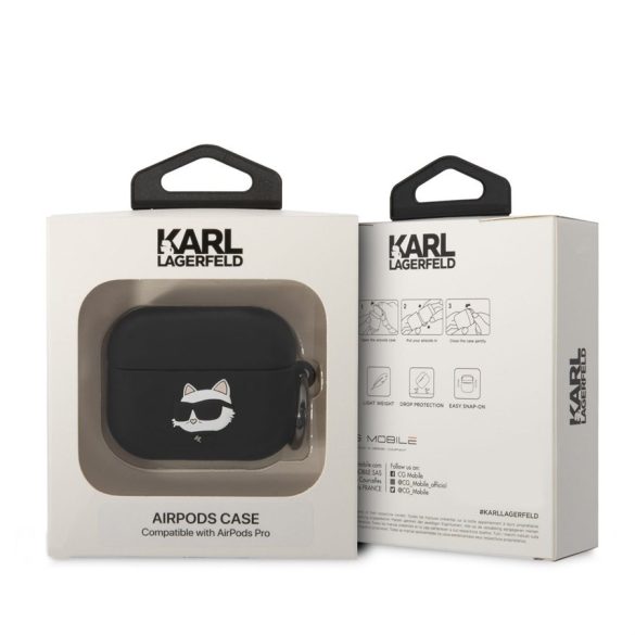 Apple Airpods Pro KARL LAGERFELD KLAPRUNCHK Liquid Silicon Tartó - Fekete