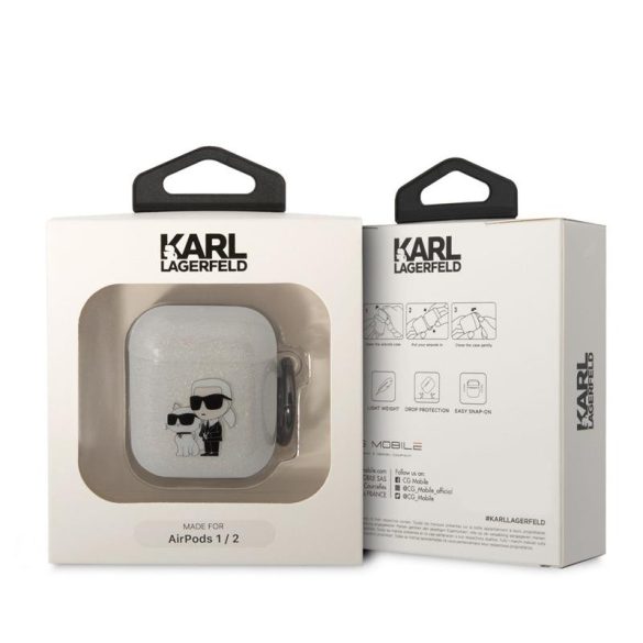 Apple Airpods 1/2 KARL LAGERFELD KLA2HNKCTGT Glitter TPU Tartó - Átlátszó