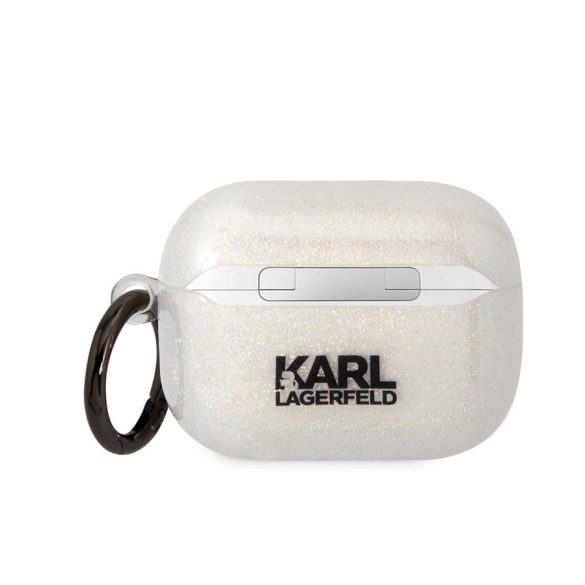 Apple Airpods Pro KARL LAGERFELD KLAPHNKCTGT Glitter TPU Tartó - Átlátszó