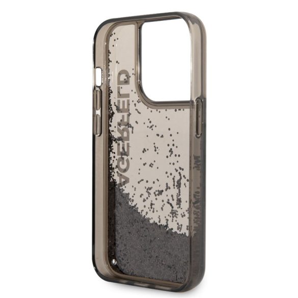 Apple iPhone 14 Pro KARL LAGERFELD KLHCP14LLCKVK Liquid Glitter TPU Hátlap - Fekete