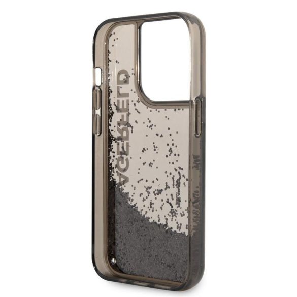 Apple iPhone 14 Pro Max KARL LAGERFELD KLHCP14XLCKVK Liquid Glitter TPU Hátlap - Fekete