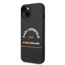   Apple iPhone 14 Plus KARL LAGERFELD KLHCP14LSRSGHLK Liquid Silicon Hátlap - Fekete