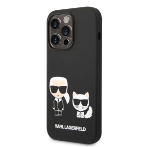 Apple iPhone 14 Pro KARL LAGERFELD KLHCP14LSSKCK Liquid Silicon Hátlap - Fekete