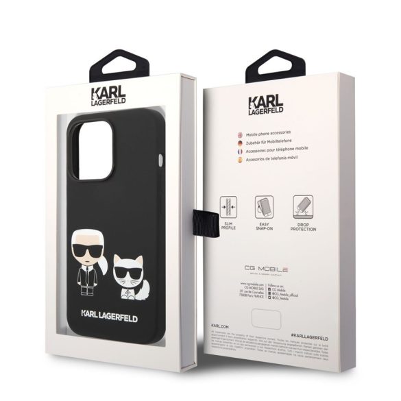 Apple iPhone 14 Pro KARL LAGERFELD KLHCP14LSSKCK Liquid Silicon Hátlap - Fekete