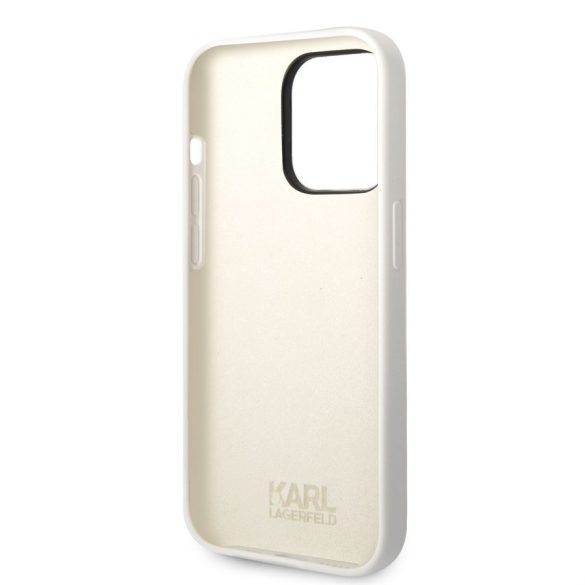 Apple iPhone 14 Pro KARL LAGERFELD KLHCP14LSSKCW Liquid Silicon Hátlap - Fehér