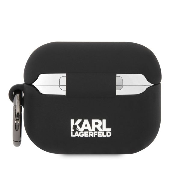 Apple Airpods Pro 2 KARL LAGERFELD KLAP2RUNCHK Liquid Silicon Tartó - Fekete