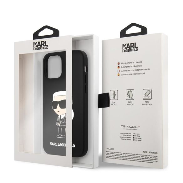 Apple iPhone 12/12 Pro KARL LAGERFELD KLHCP12MSNIKBCK Liquid Hátlap - Fekete