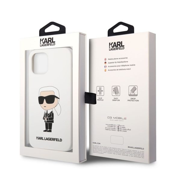 Apple iPhone 12/12 Pro KARL LAGERFELD KLHCP12MSNIKBCH Liquid Hátlap - Fehér