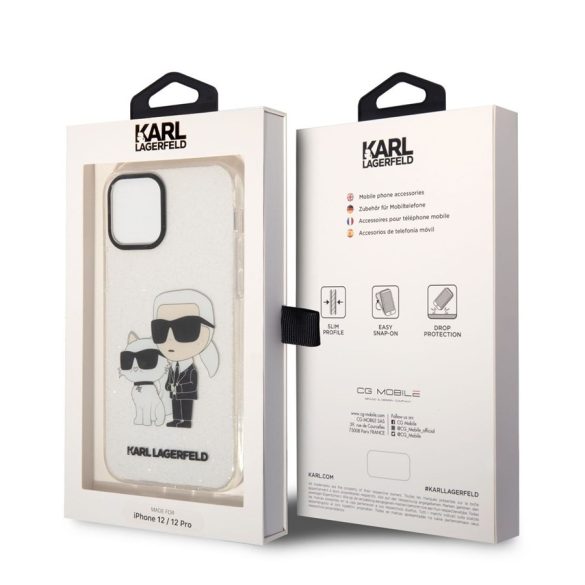Apple iPhone 12/12 Pro KARL LAGERFELD KLHCP13MHNKCTGT Glitter Hátlap - Átlátszó tok
