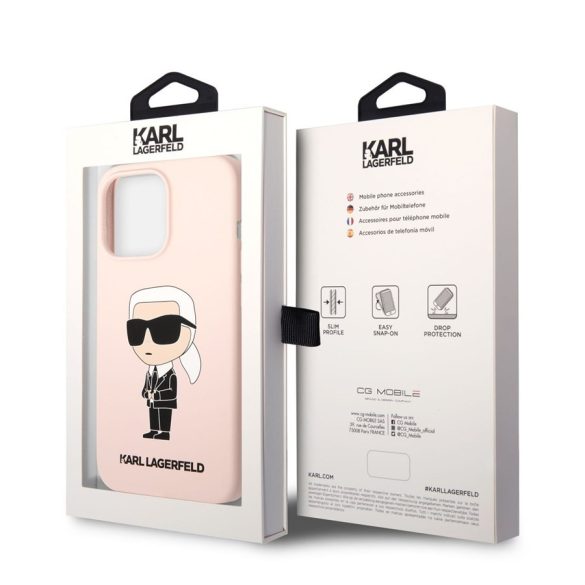 Apple iPhone 13 Pro KARL LAGERFELD KLHCP13LSNIKBCP Liquid Hátlap - Rózsaszín