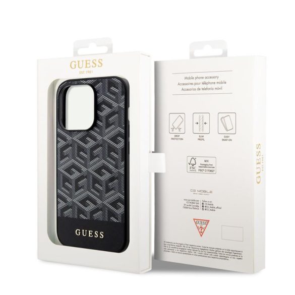 Apple iPhone 14 Pro Max GUESS GUHMP14XHGCFSEK MagSafe Hátlap - Fekete tok