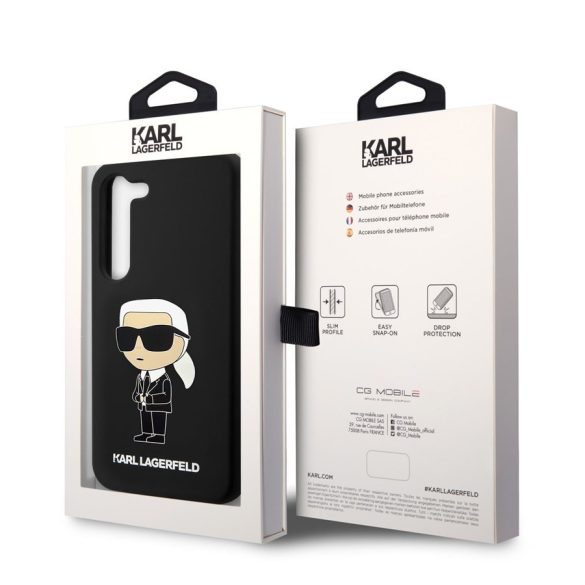 Samsung S23 Plus KARL LAGERFELD KLHCS23MSNIKBCK Liquid Silicone Hátlap - Fekete tok