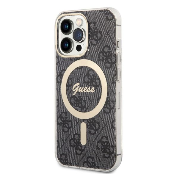 Apple iPhone 14 Pro GUESS GUHMP14LH4STK MagSafe Hátlap - Fekete tok