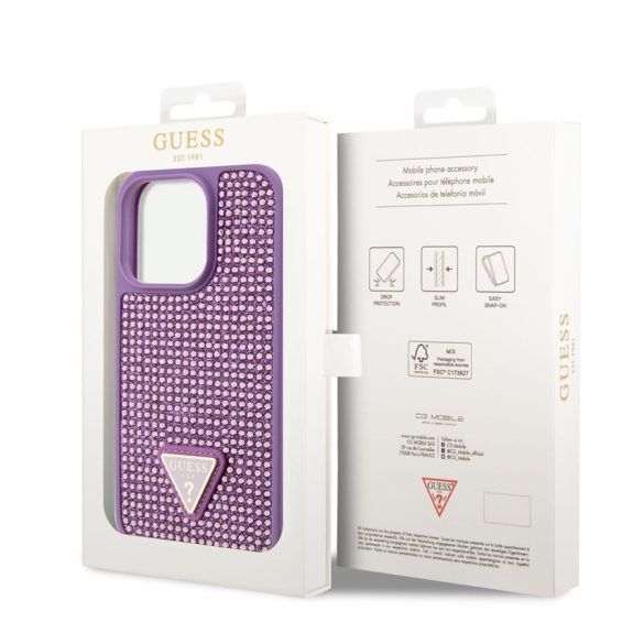 Apple iPhone 14 Pro GUESS GUHCP14LHDGTPU Hátlap - Lila tok