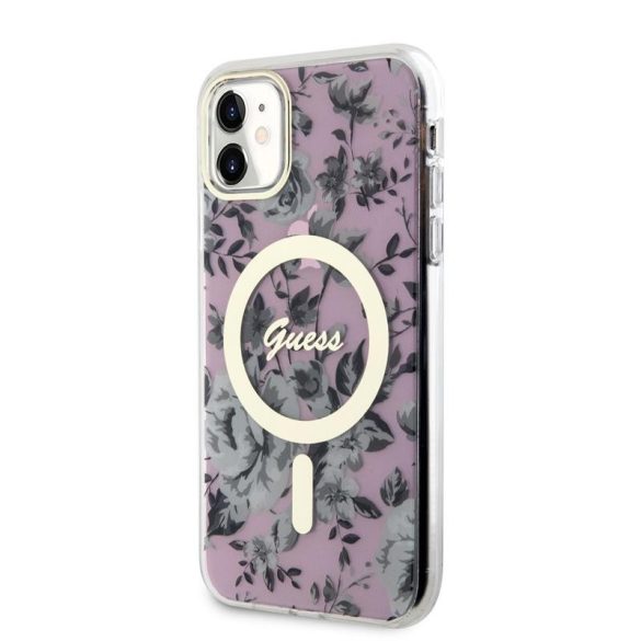 Apple iPhone 11 GUESS GUHMN61HCFWSP MagSafe Hátlap - Rózsaszín tok
