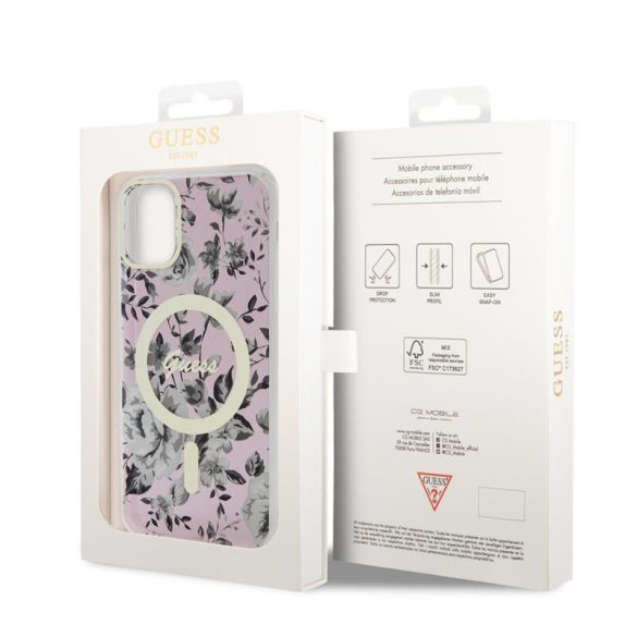 Apple iPhone 11 GUESS GUHMN61HCFWSP MagSafe Hátlap - Rózsaszín tok