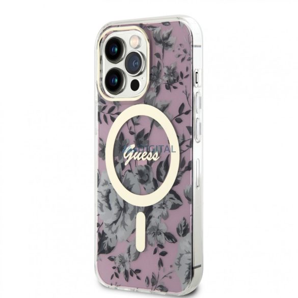 Apple iPhone 13 Pro GUESS GUHMP13LHCFWSP MagSafe Hátlap - Rózsaszín tok