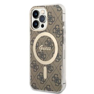 Apple iPhone 13 Pro GUESS GUHMP13LH4STW MagSafe Hátlap - Barna tok