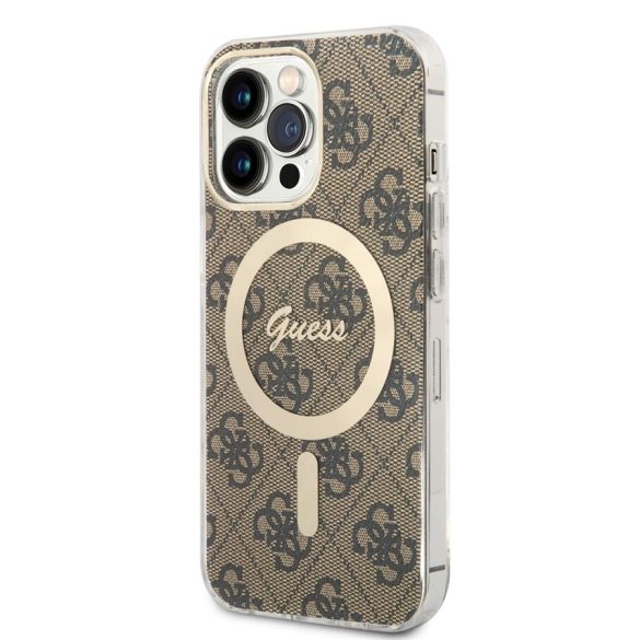 Apple iPhone 13 Pro GUESS GUHMP13LH4STW MagSafe Hátlap - Barna tok