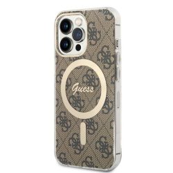   Apple iPhone 14 Pro GUESS GUHMP14LH4STW MagSafe Hátlap - Barna tok