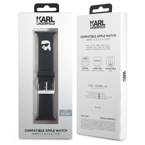 Apple iWatch Karl Lagerfeld KLAWMSLKNK 42/44/45mm óraszíj - Fekete