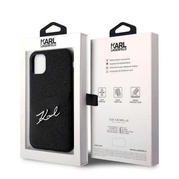 Apple iPhone 11 KARL LAGERFELD  KLHCN61SAPKSK Hátlap - Fekete tok