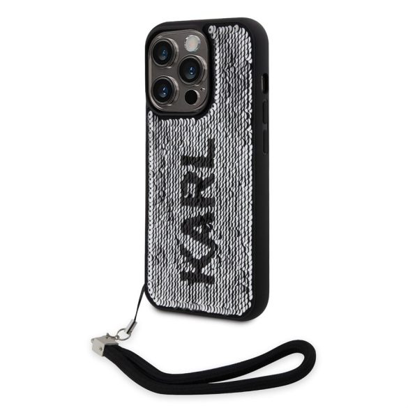 Apple iPhone 14 Pro KARL LAGERFELD KLHCP14LPSQRKS Reversible Hátlap - Fekete/Ezüst tok