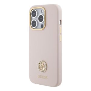 Apple iPhone 15 Pro Max GUESS GUHCP15XM4DGPP Liquid Silicone Hátlap - Rózsaszín