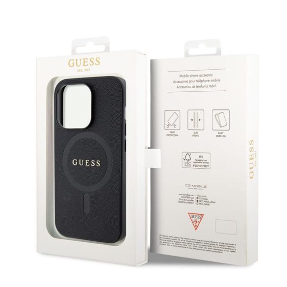 Apple iPhone 15 Pro GUESS GUHMP15LPSAHMCK MagSafe Hátlap - Fekete