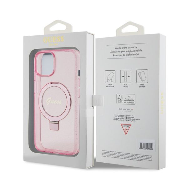 Apple iPhone 15 GUESS GUHMP15SHRSGSP MagSafe Hátlap - Rózsaszín