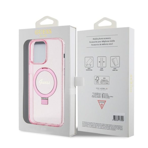 Apple iPhone 15 Pro GUESS GUHMP15LHRSGSP MagSafe Hátlap - Rózsaszín