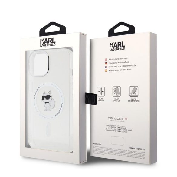 Apple iPhone 15 KARL LAGERFELD KLHMP15SHFCCNOT Magsafe IML Hátlap - Átlátszó