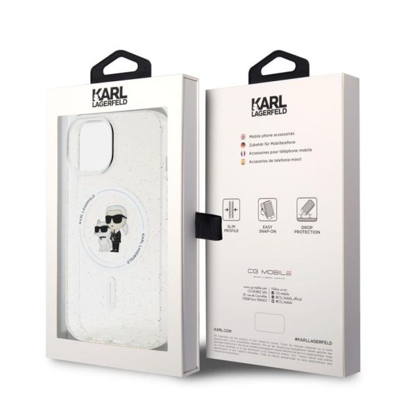 Apple iPhone 15 KARL LAGERFELD KLHMP15SHGKCNOT Magsafe IML Hátlap - Glitter