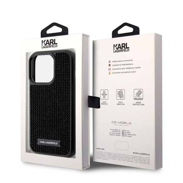Apple iPhone 15 Pro KARL LAGERFELD KLHCP15LHDSPLK Hátlap - Fekete