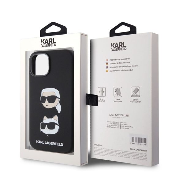 Apple iPhone 15 KARL LAGERFELD KLHCP15SSDHKCNK Liquid Hátlap - Fekete