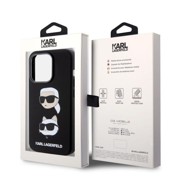 Apple iPhone 15 Pro KARL LAGERFELD KLHCP15LSDHKCNK Liquid Hátlap - Fekete