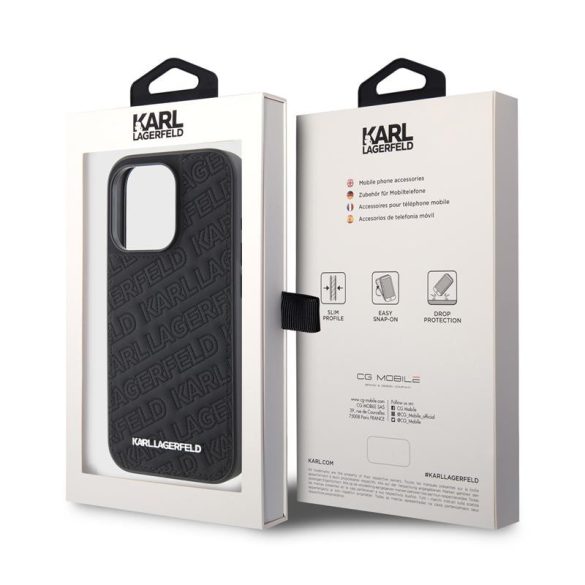 Apple iPhone 15 Pro KARL LAGERFELD KLHCP15LPQKPMK Hátlap - Fekete