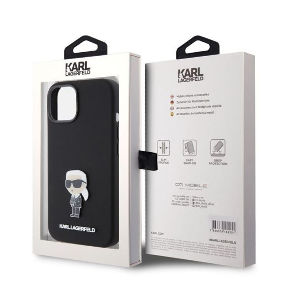 Apple iPhone 15 KARL LAGERFELD KLHCP15SSMHKNPK Liquid Hátlap - Fekete