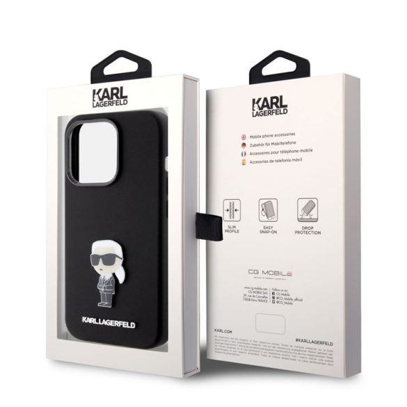 Apple iPhone 15 Pro KARL LAGERFELD KLHCP15LSMHKNPK Liquid Hátlap - Fekete