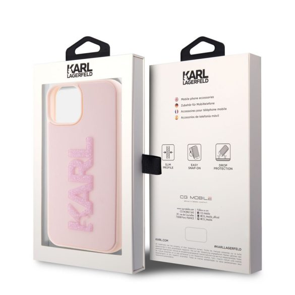 Apple iPhone 15 KARL LAGERFELD KLHCP15S3DMBKCP Glitter Hátlap - Rózsaszín