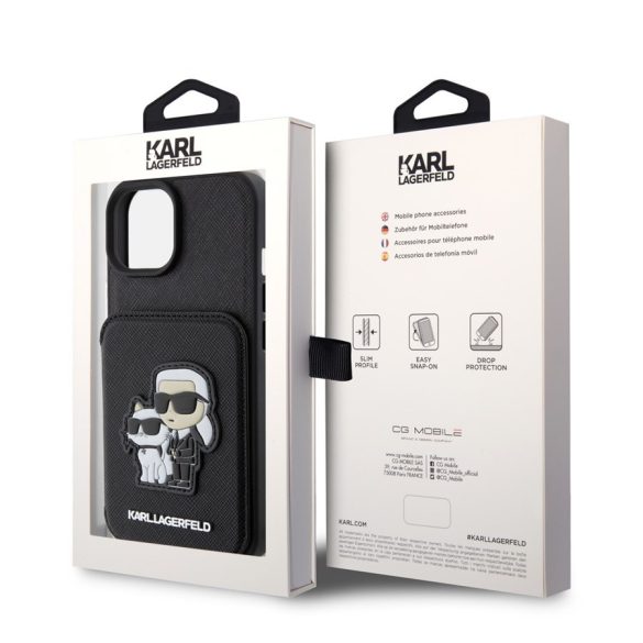 Apple iPhone 15 KARL LAGERFELD KLHCP15SSAKCSCK Hátlap - Fekete