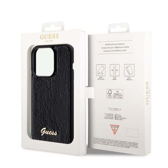 Apple iPhone 15 GUESS GUHCP15SPSFDGSK Hátlap - Fekete