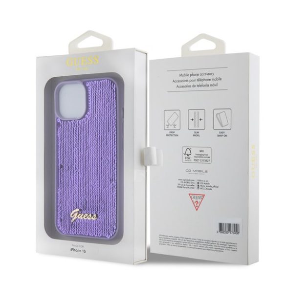 Apple iPhone 15 GUESS GUHCP15SPSFDGSU Hátlap - Lila