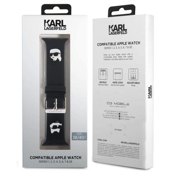 Apple iWatch Karl Lagerfeld KLAWMSLKCNK 38/40/41mm óraszíj - Fekete