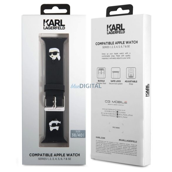 Apple iWatch Karl Lagerfeld KLAWMSLKCNK 42/44/45mm óraszíj - Fekete