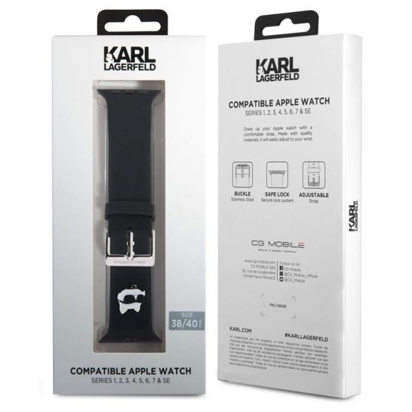 Apple iWatch Karl Lagerfeld KLAWMSLCNK 38/40/41mm óraszíj - Fekete