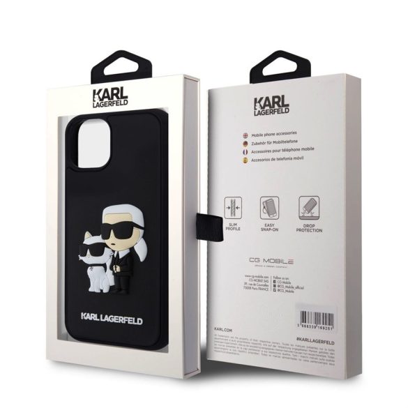 Apple iPhone 15 KARL LAGERFELD KLHCP15S3DRKCNK Hátlap - Fekete
