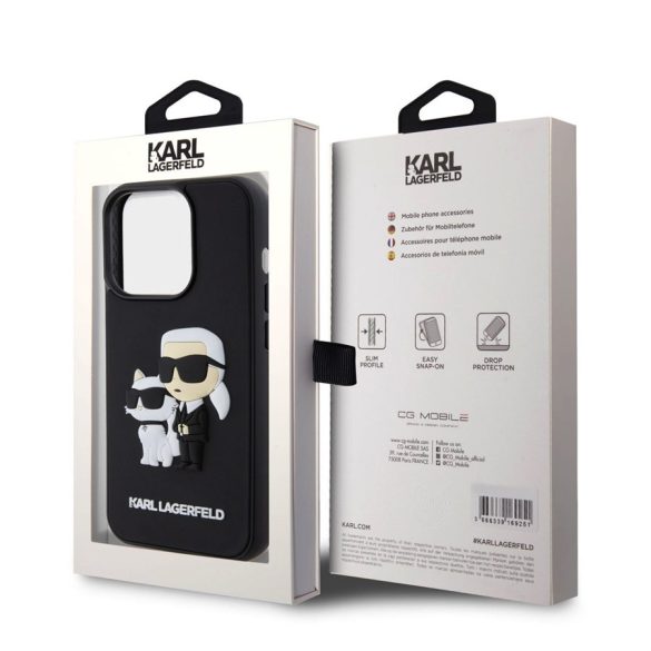 Apple iPhone 15 Pro KARL LAGERFELD KLHCP15L3DRKCNK Hátlap - Fekete