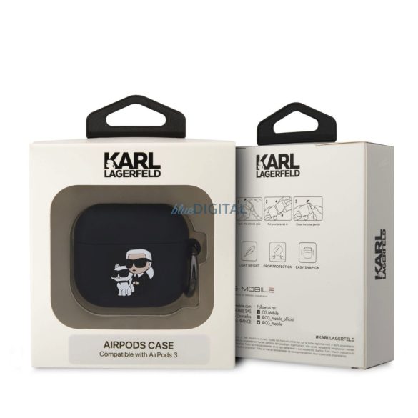 Apple Airpods 3 KARL LAGERFELD KLA3RUNKC Liquid Silicon Tartó - Fekete
